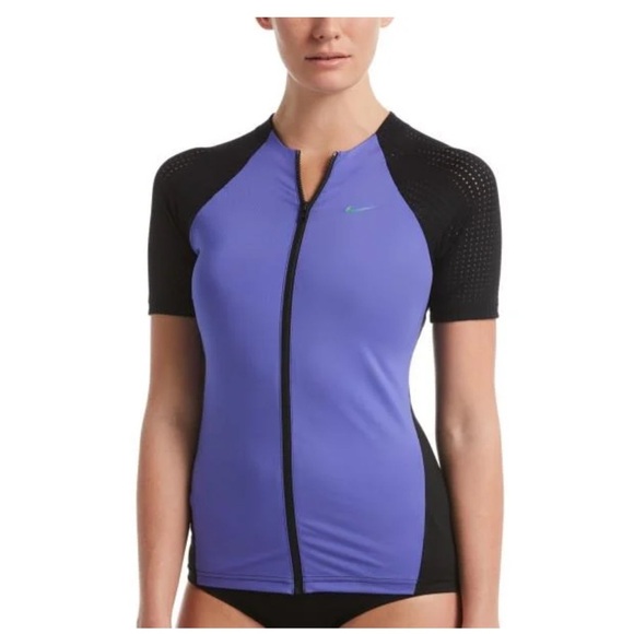 Nike Other - Nike Swim Activewear Top Women's S Purple Zip Hydroguard Swoosh Logo Graphic NWT